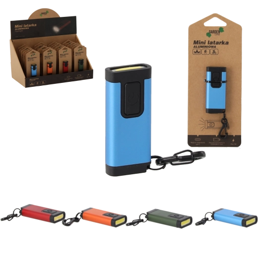 Aluminiums lommelygte 1W med USB‑C, mix af farver