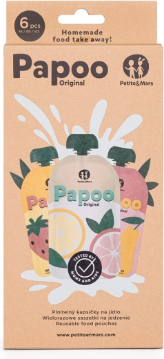 Genanvendelige madposer PETITE&MARS Papoo Original, 6 stk.