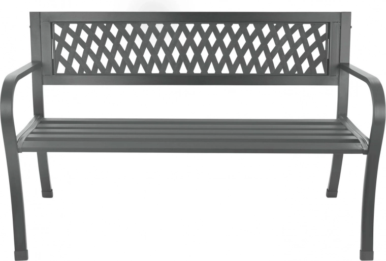 Havebænk i metal med ryglæn, grafit