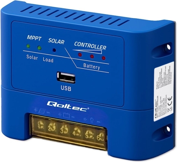 Solenergi MPPT-laderegulator Qoltec 15 A til 12/24 V, LiFePO4