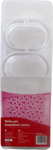 Kroge til bruseforhæng – transparent plast, 12 stk.