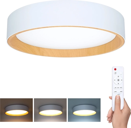 Solight LED loft- og væglampe Larios hvid med fjernbetjening, 48 W, 39 cm