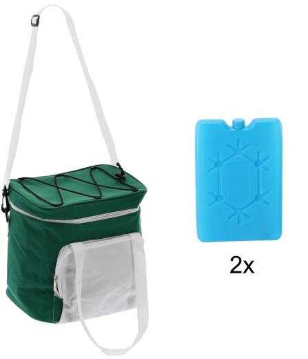 Køletaske 14 l grøn-hvid med to køleelementer