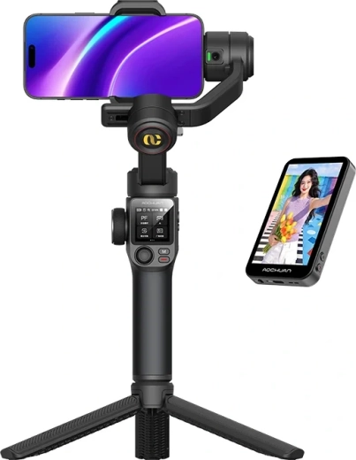 Aochuan S3 3-akset telefonstabilisator med touchskærm, AI-sporing og LED-lys (sort)