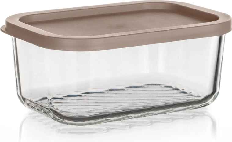 Glaskrukke Wave 0,7 l med plastlåg i latte