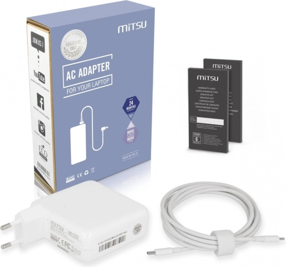 Mitsu USB-C strømadapter til bærbar 87 W med Power Delivery