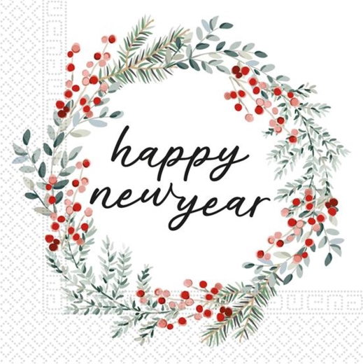 Papirservietter 33 × 33 cm, 3-lags, motiv New Year, 20 stk.