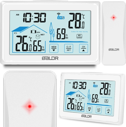 Digital vejrstation med trådløs sensor hvid