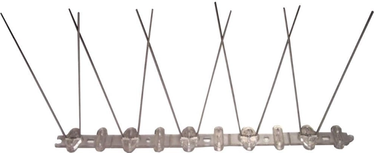 Beskyttelsesspidser mod duer, 25 × 11 cm, plast og rustfrit stål, 10 spidser