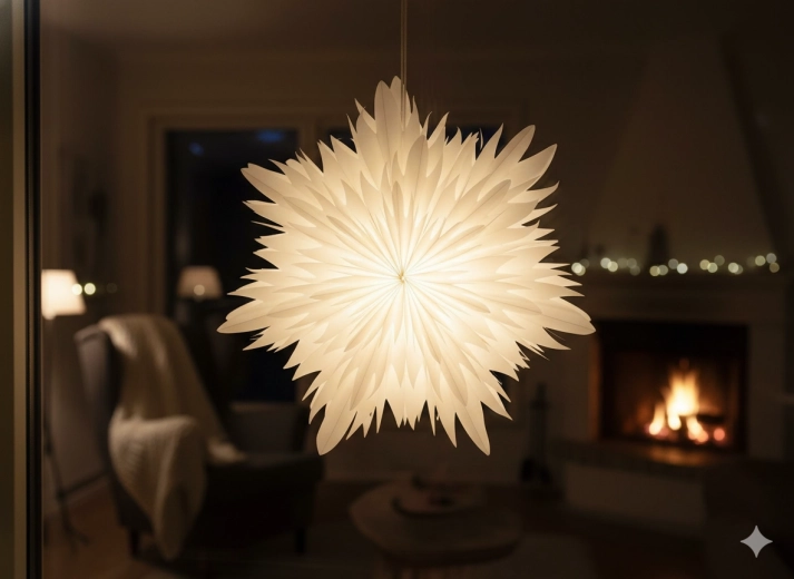 Papirstjerne i to lag, 40 cm, hvid