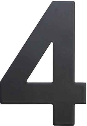 Husnummer 4, 75 mm, rustfrit stål, mat sort