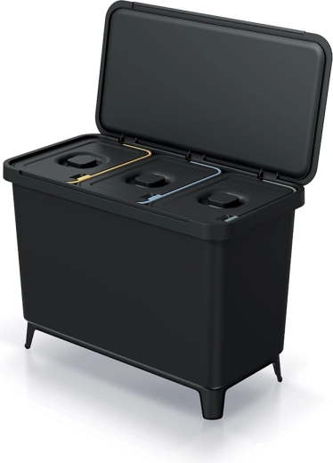 sorteringsskraldespand SYSTEMA 3×10 l af genanvendt plast, vægmonteret