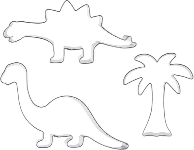 Orion udstiksforme i rustfrit stål til småkager, dinosaurer og palme - 3 stk.