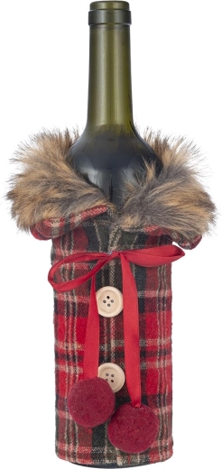 Flaskeovertræk 17 × 24 cm – rød tern (tartan)