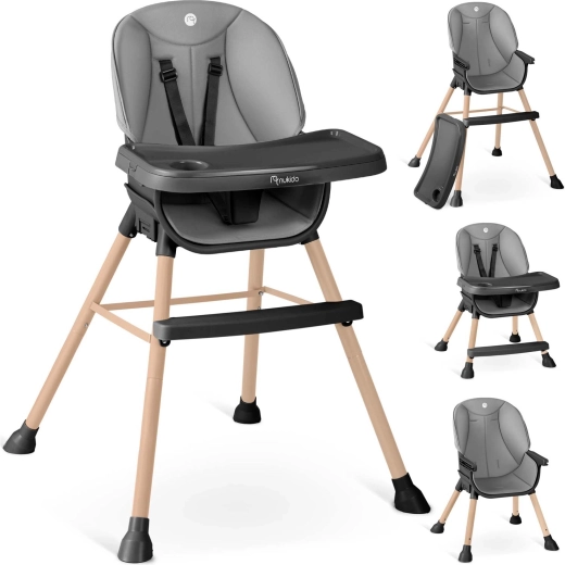 Højstol til børn NUKIDO Tilo 3-i-1 grå-sort