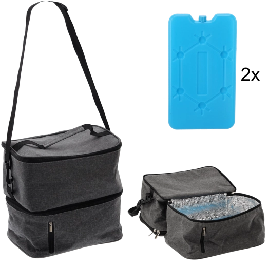 Køletaske 13 l med to køleelementer, grå