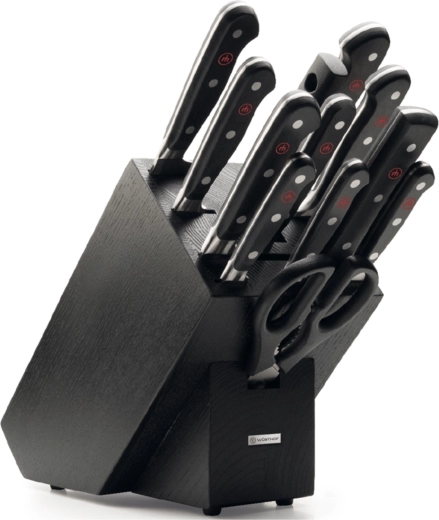 Wüsthof Classic knivsæt i blok, 12 dele, sort ask