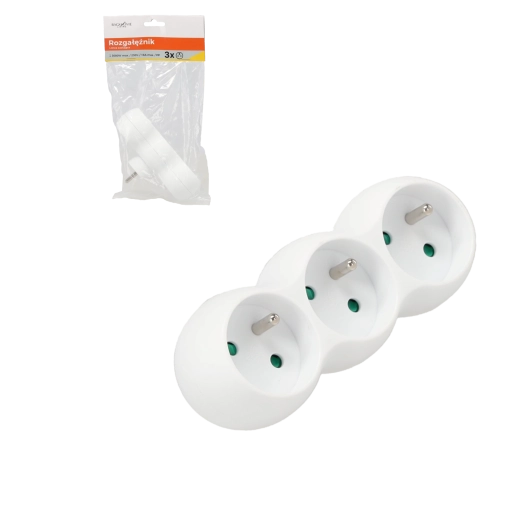 Forlænger-multistik med 3 stik, hvid