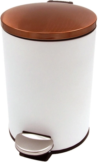 Pedalspand 3 l rund med plastindsats – hvid med kobberlåg