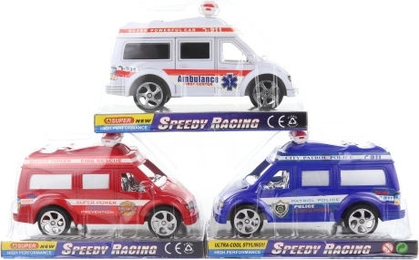 Redningsbil med friktionsmotor, plast, 19 cm