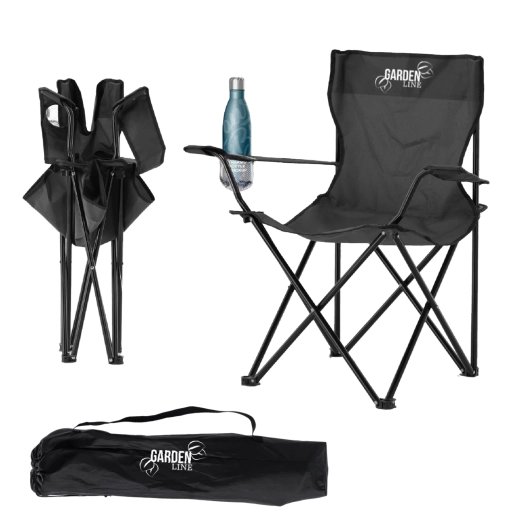 Sammenklappelig turist- og fiskestol, sort 50 × 50 × 80 cm