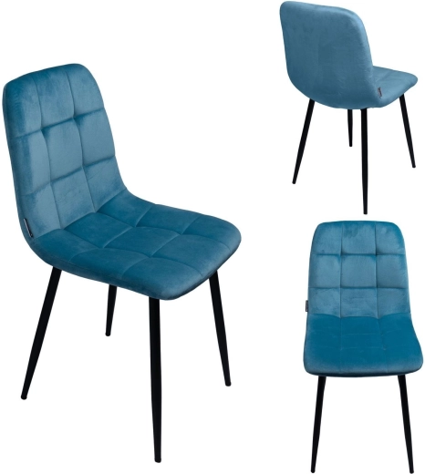 Polstret spisebordsstol i velour i loft-stil blå - 1 stk.