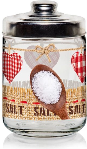 Glaskrukke med låg Cerve Valentina 800 ml – hjerte Salt