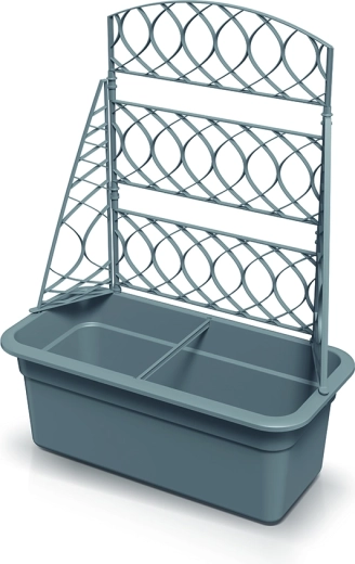Plantekasse med pergola 58 cm grå sten