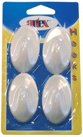 Selvklæbende ovale kroge, store, hvide (4 stk.)