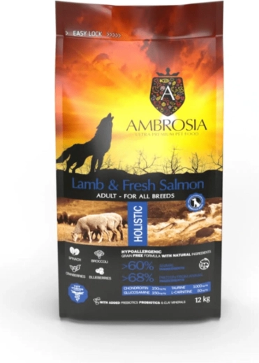 Ambrosia granulat til hunde lam og laks 2 kg