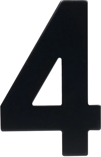 Husnummer 4, 95 mm, rustfrit stål, sort mat