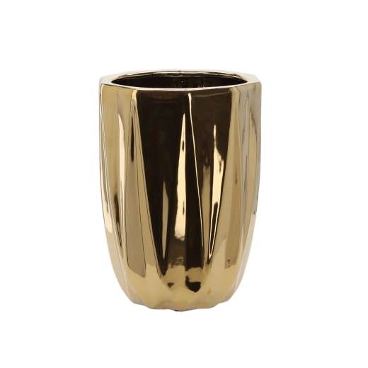 Keramisk urtepotteskjuler 24 × 24 × 32 cm – gylden