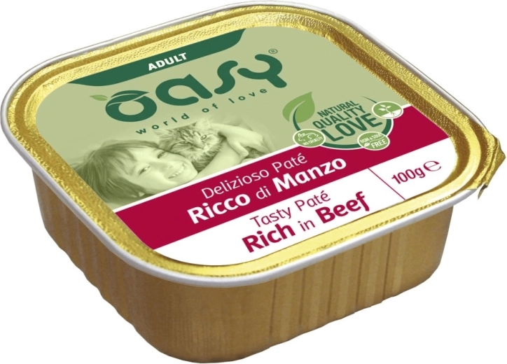 Oasy Tasty Pate Adult oksepostej til katte 100 g