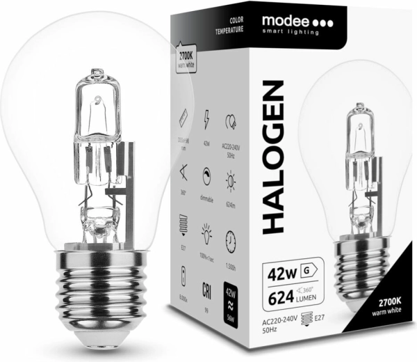 Modee ECO halogenpære A55 42 W E27, 624 lm, varm hvid