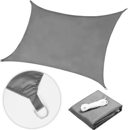 Vandtæt skyggenet 5 × 5 m firkant, grå, MultiGarden