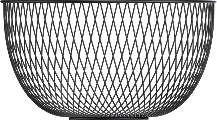 Trådflettet frugtskål, sort, 24,1 × 12 cm