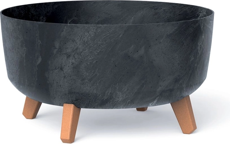 Plantekrukke med betoneffekt på ben, antracit, diameter 38 cm