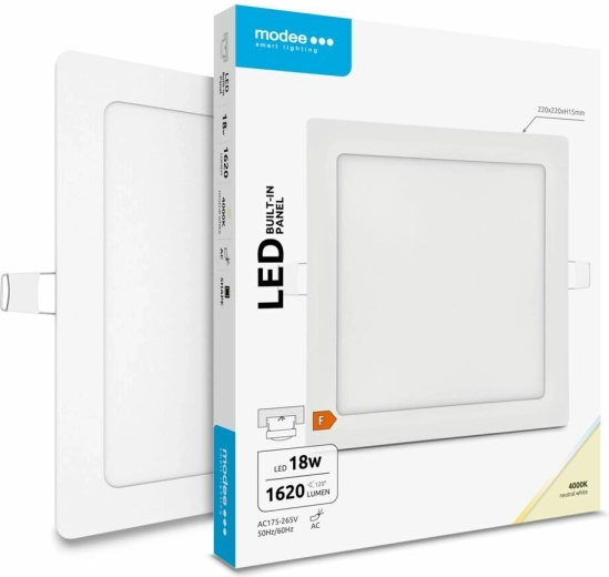 Modee Lighting LED indbygget firkantet panel 18 W, neutral hvid, 1620 lm