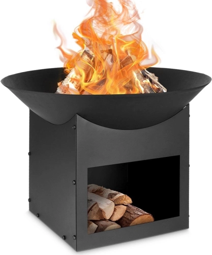 Udendørs metalbålsted 56 cm med opbevaringsplads til brænde Ambiance