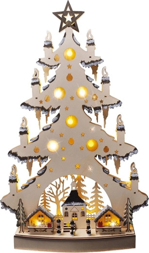 Solight LED-juletræ i træ med dekorationer, 64 cm - 1 stk.