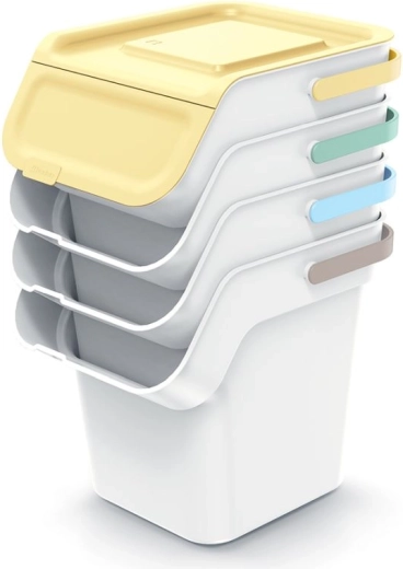 Stabelbart sæt affaldssorteringsspande med kulfilter 4×20 l