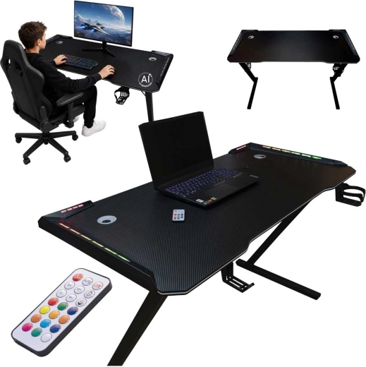 Gamingbord med RGB LED-baggrundsbelysning 120 × 60 cm