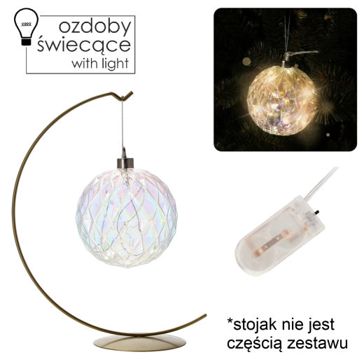 Glasophæng med LED, geometrisk mønster, diameter 10 cm