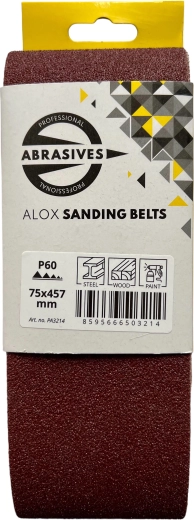 Slibebånd til håndholdte slibere 75 × 457 mm, korn 60 (3 stk.)