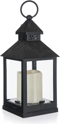 Solcelledrevet LED-lanterne sort 10 × 10 × 23 cm