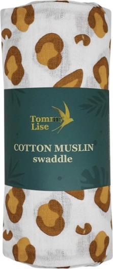 Tommy Lise bomuldsmusselin-stofble hvid leopard 120 × 120 cm