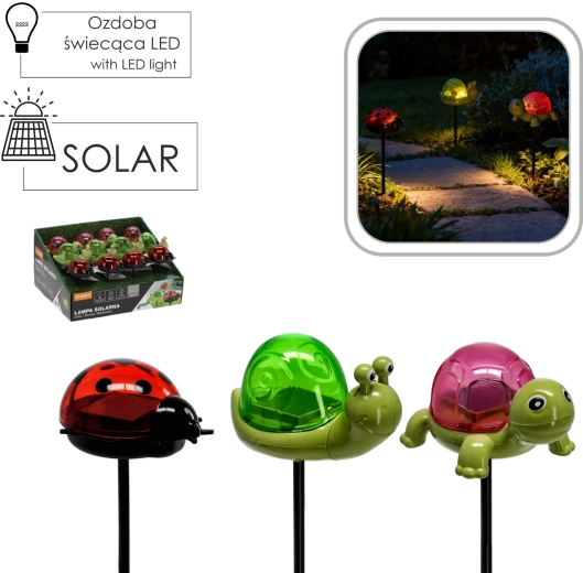 Solcelledrevet have-LED jordspyd formet som skildpadde, snegl og mariehøne – varm hvid