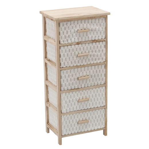Kommode med 5 stofskuffer 40 × 29 × 90 cm - 1 stk.