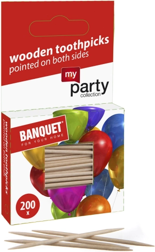 My Party tandstikkere i træ, spidse i begge ender, 200 stk.