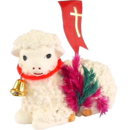 Liggende påskelam af gips